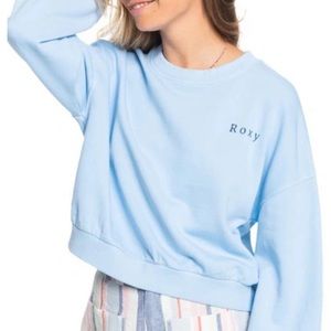 ROXY Peace & Positivity Cotton Graphic Sweatshirt In Powder Blue